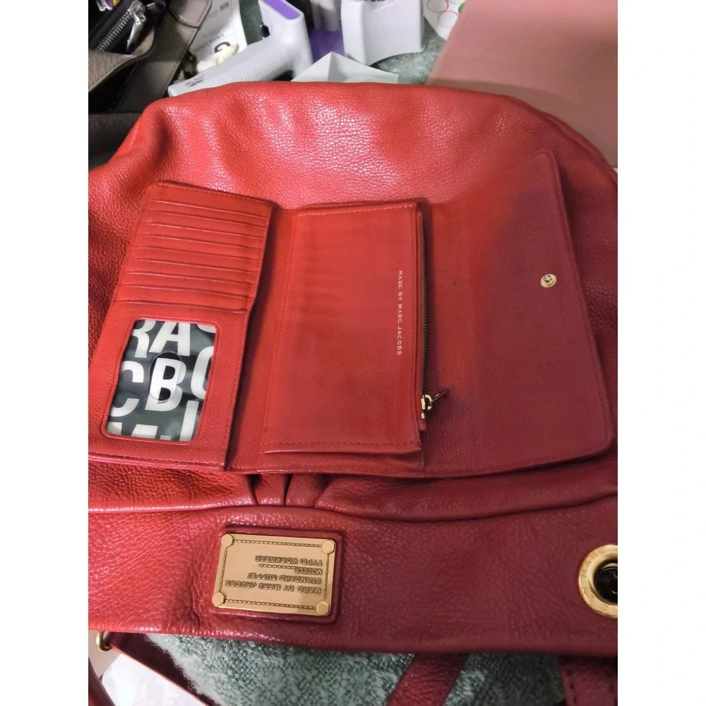 Marc by Marc Jacobs Classic Q Hillier Hobo Bag and Wallet Set Red Leather
